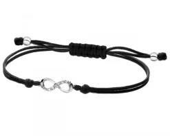 Outlet Apart Bransoletka z elementami białego złota i diamentem - nieskończoność - 0,004 ct - próba 375