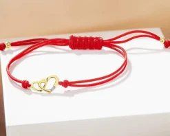 Online Apart Bransoletka z elementami żółtego złota i diamentem - serca - 0,004 ct - próba 375