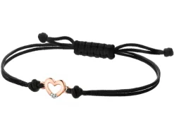 Apart Bransoletka z elementami różowego złota i diamentem - serce - 0,004 ct - próba 375< Bransoletki Z Diamentami