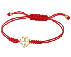 Discount Apart Bransoletka z elementami żółtego złota i diamentem - koniczyna - 0,006 ct - próba 375