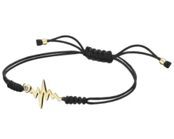 Clearance Apart Bransoletka z elementami żółtego złota i diamentem - EKG serca - 0,005 ct - próba 375