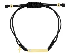 Discount Apart Bransoletka z elementami żółtego złota i diamentem - krzyż - 0,005 ct - próba 375