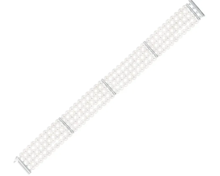 Outlet Apart Bransoletka z perłami, diamentami i elementami białego złota - próba 585