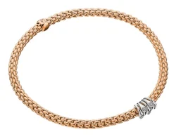 Fope Bransoletka z różowego i białego złota z brylantami - 0,07 ct - próba 750