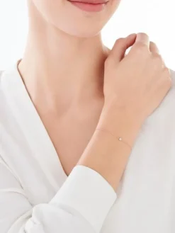Sale Apart Bransoletka z różowego i białego złota z diamentem - 0,007 ct - próba 585