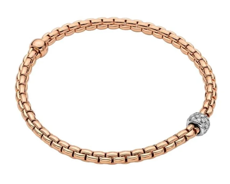 Hot Fope Bransoletka z różowego i białego złota z brylantami - 0,19 ct - próba 750