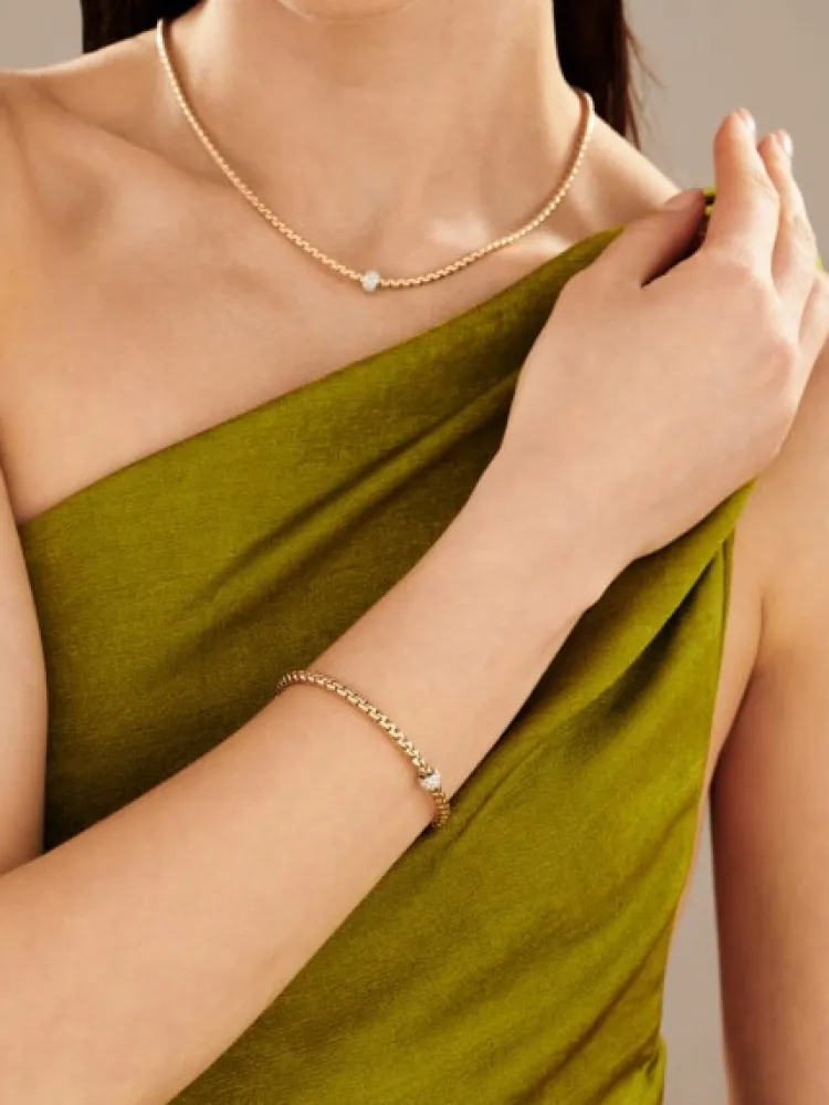 Hot Fope Bransoletka z różowego i białego złota z brylantami - 0,19 ct - próba 750