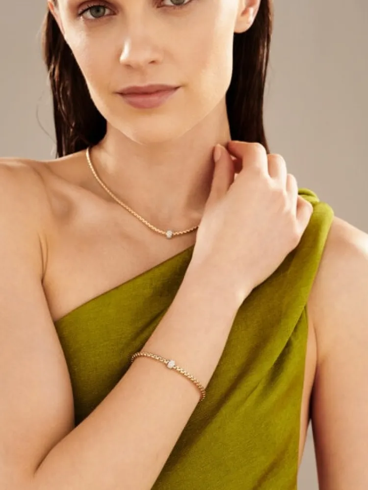 Hot Fope Bransoletka z różowego i białego złota z brylantami - 0,19 ct - próba 750
