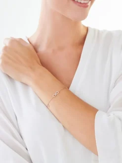 Apart Bransoletka z różowego i białego złota z diamentami - nieskończoność i serce - 0,01 ct - próba 375< Bransoletki Z Diamentami