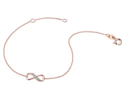 Apart Bransoletka z różowego złota z diamentami - serce, nieskończoność - 0,02 ct - próba 375< Bransoletki Z Diamentami
