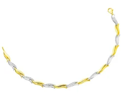 Clearance Apart Bransoletka z żółtego i białego złota z diamentami - 19 cm - 0,16 ct - próba 585