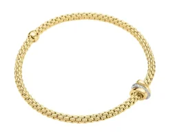 Hot Fope Bransoletka z żółtego i białego złota z brylantami - 0,10 ct - próba 750