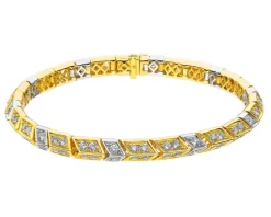 Best Apart Bransoletka z żółtego i białego złota z diamentami - 18 cm - 4,53 ct - próba 585