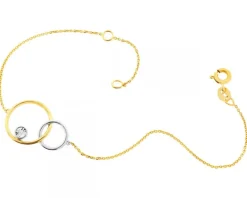Apart Bransoletka z żółtego i białego złota z brylantem - koła - 0,01 ct - próba 375< Bransoletki Z Diamentami