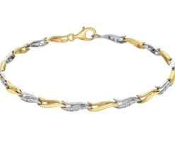 Online Apart Bransoletka z żółtego i białego złota z diamentami - 18 cm - 0,09 ct - próba 375