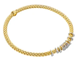 Outlet Fope Bransoletka z żółtego i białego złota z brylantami - 0,15 ct - próba 750