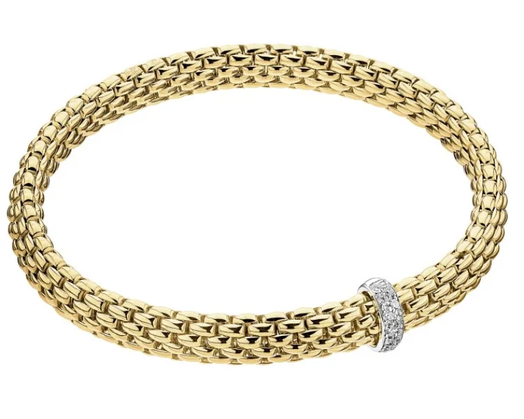 Online Fope Bransoletka z żółtego i białego złota z brylantami - 0,10 ct - próba 750