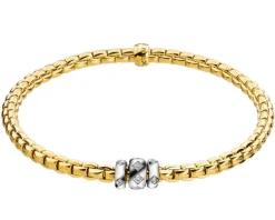 Hot Fope Bransoletka z żółtego i białego złota z brylantami - 0,18 ct - próba 750