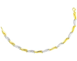 New Apart Bransoletka z żółtego i białego złota z diamentami - 18 cm - 0,15 ct - próba 585