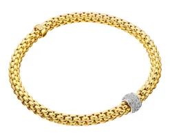 Fope Bransoletka z żółtego i białego złota z brylantami - 0,29 ct - próba 750< Bransoletki Z Diamentami