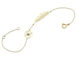 Best Apart Bransoletka z żółtego i białego złota z brylantem - piórko - 0,005 ct - próba 375