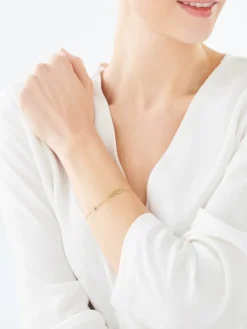 Best Apart Bransoletka z żółtego i białego złota z brylantem - piórko - 0,005 ct - próba 375