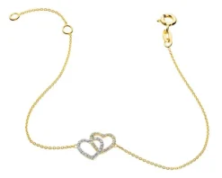 Apart Bransoletka z żółtego złota diamentami - serca - 0,10 ct - próba 585< Bransoletki Z Diamentami