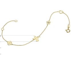 Online Apart Bransoletka z żółtego złota z diamentami - koliber, koniczyna, kwiat - 0,01 ct - próba 375