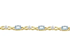 Apart Bransoletka z żółtego złota z diamentami i topazami - 18 cm - próba 585< Bransoletki Z Diamentami