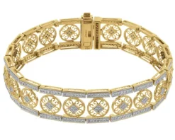 Apart Bransoletka z żółtego złota z diamentami - rozety - 18 cm - 1,053 ct - próba 585< Bransoletki Z Diamentami