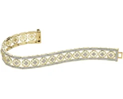 Apart Bransoletka z żółtego złota z diamentami - rozety - 18 cm - 1,053 ct - próba 585< Bransoletki Z Diamentami