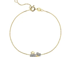 Clearance Apart Bransoletka z żółtego złota z diamentami - kwiaty - 0,06 ct - próba 375