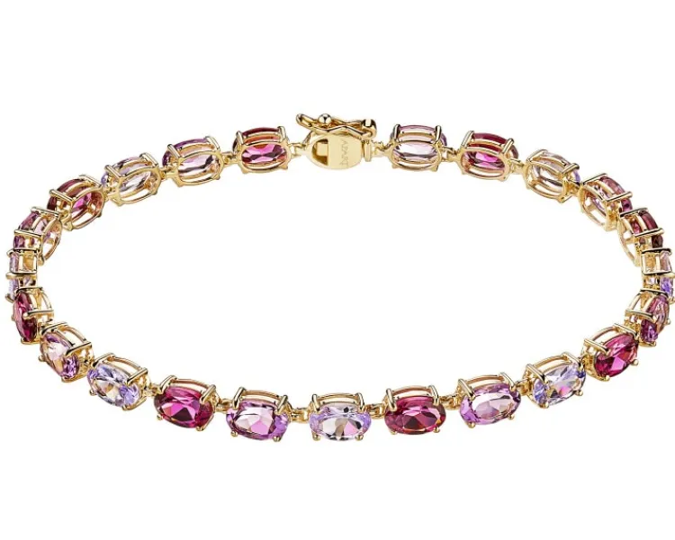 Apart Bransoletka z żółtego złota z diamentem, kamieniami szlachetnymi i ozdobnymi - 18 cm - próba 585