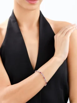 Apart Bransoletka z żółtego złota z diamentem, kamieniami szlachetnymi i ozdobnymi - 18 cm - próba 585