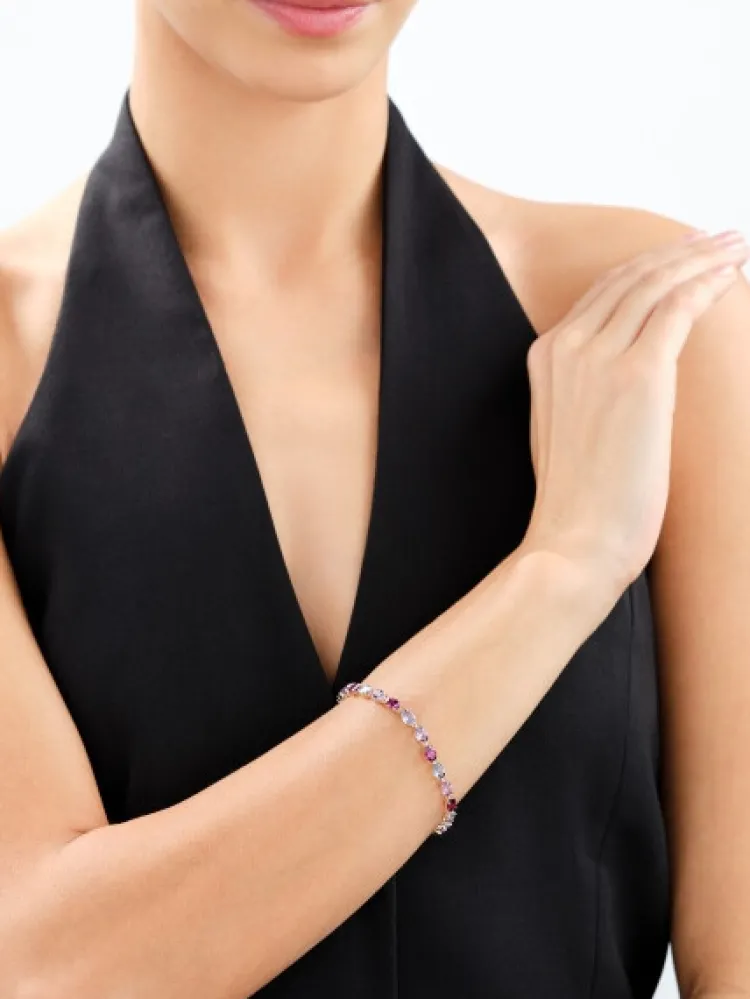 Apart Bransoletka z żółtego złota z diamentem, kamieniami szlachetnymi i ozdobnymi - 18 cm - próba 585