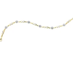 Hot Apart Bransoletka z żółtego złota z diamentami - 18 cm - 0,14 ct - próba 375