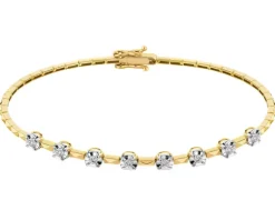 Apart Bransoletka z żółtego złota z brylantami - 19 cm - 0,24 ct - próba 585< Bransoletki Z Diamentami