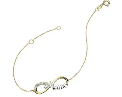 Online Apart Bransoletka z żółtego złota z diamentami - mama, nieskończoność - 0,01 ct - próba 585