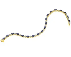 Best Apart Bransoletka z żółtego złota z diamentami i szafirami - 18 cm - próba 585