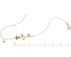 Best Apart Bransoletka z żółtego złota  z diamentem - kwiat, róża, serce - 0,004 ct - próba 585