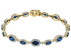 Apart Bransoletka z żółtego złota z brylantami i szafirami - 18 cm - próba 585< Bransoletki Z Diamentami