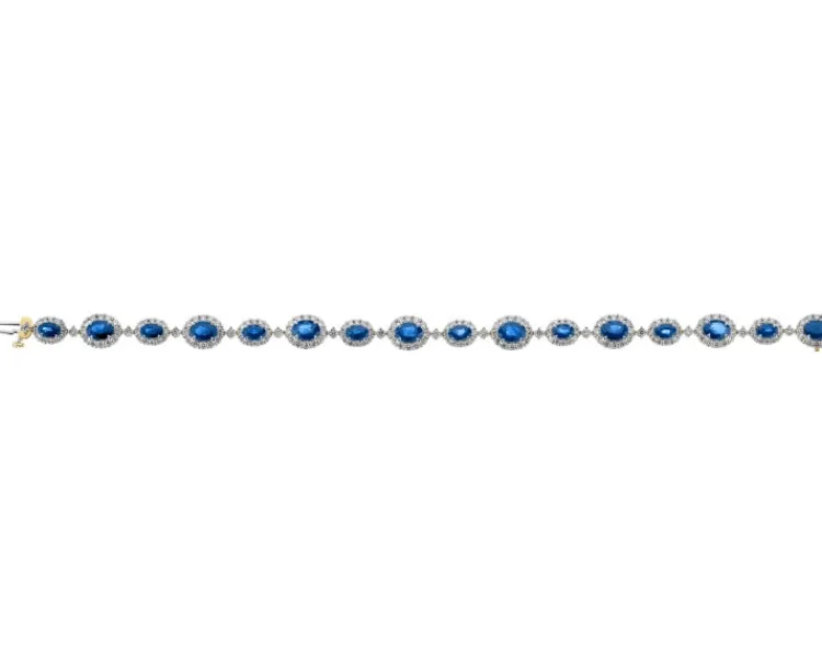 Apart Bransoletka z żółtego złota z brylantami i szafirami - 18 cm - próba 585< Bransoletki Z Diamentami