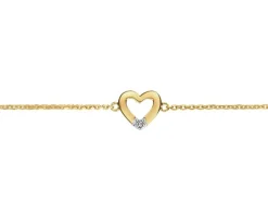 Outlet Apart Bransoletka z żółtego złota z diamentem - serce - 0,004 ct - próba 375