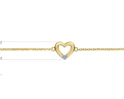 Outlet Apart Bransoletka z żółtego złota z diamentem - serce - 0,004 ct - próba 375