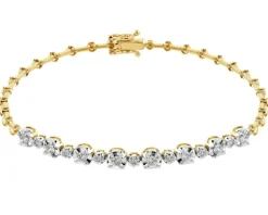 Apart Bransoletka z żółtego złota z brylantami - 19 cm - 0,47 ct - próba 585< Bransoletki Z Diamentami