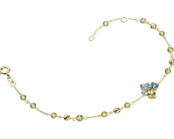 Sale Apart Bransoletka z żółtego złota z diamentem, peridotami i topazami - próba 375