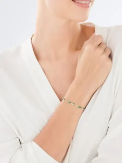 Apart Bransoletka z żółtego złota z diamentami i szmaragdami syntetycznymi - 18 cm - próba 375< Wszystkie