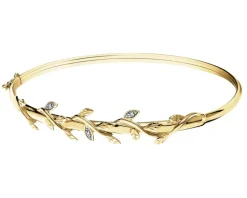 Online Apart Bransoletka z żółtego złota z diamentami - liście - 0,01 ct - próba 375