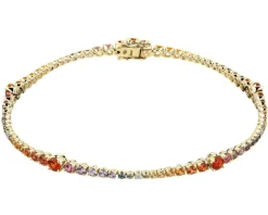 New Apart Bransoletka z żółtego złota z brylantami i szafirami kolorowymi - 18 cm - próba 585