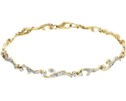 Outlet Apart Bransoletka z żółtego złota z brylantami - 18 cm - 0,25 ct - próba 585